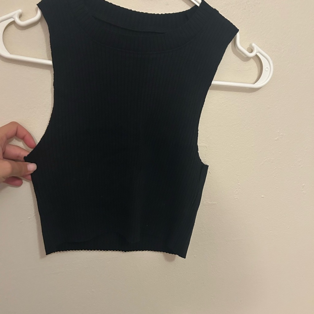 Aerie Black Ribbed Tank Top